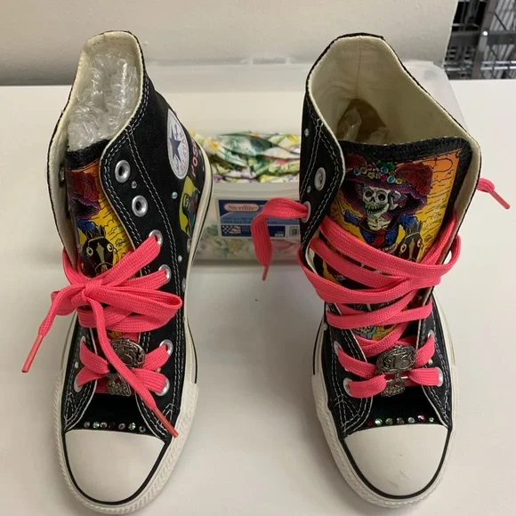 Custom Brand New Frida Kahlo CONVERSE sneakers Women s size 6 36.5 Eu
